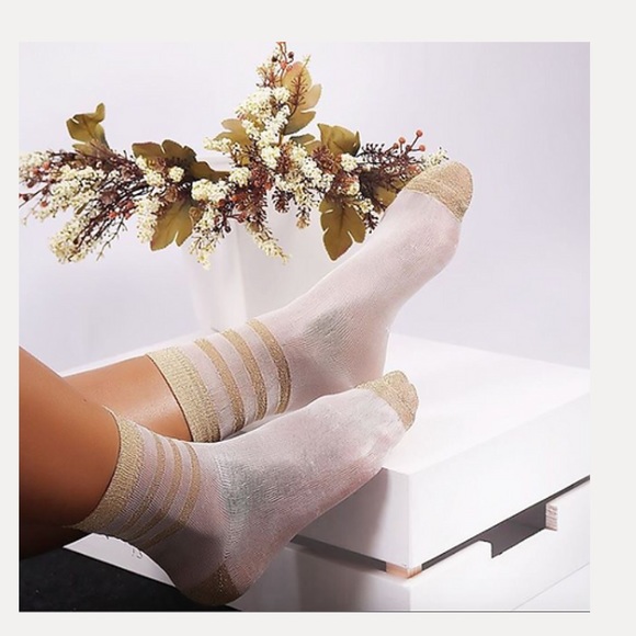 Mesh socks with black glitter stripe - Picture 5 of 5